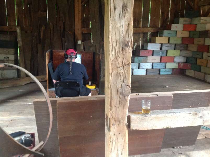 Ray at the Recording Station in the barn - Sand Forest Farm